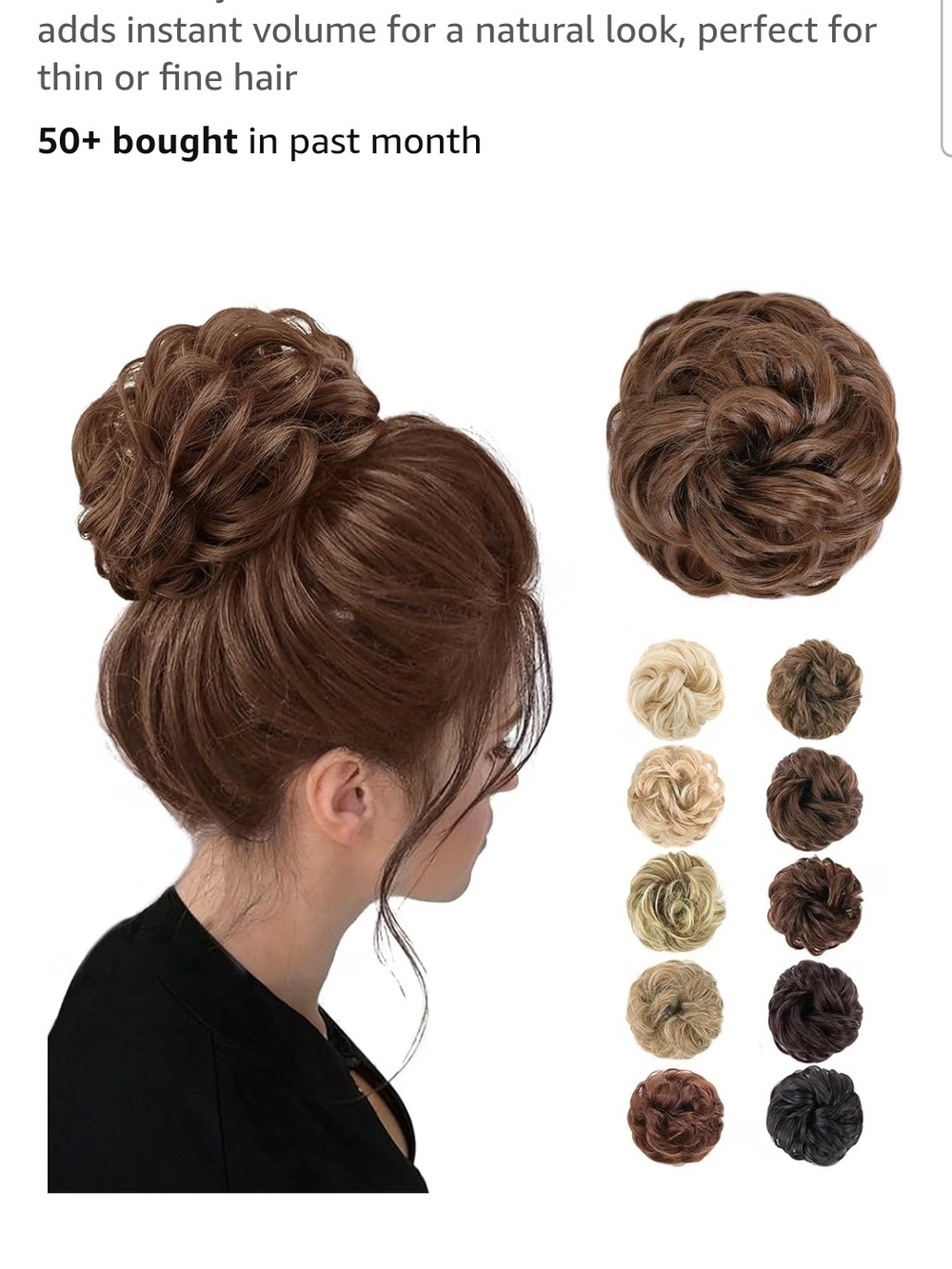 Synthetic Hair Bun Scrunchie - Brown Top Knot Hairpiece